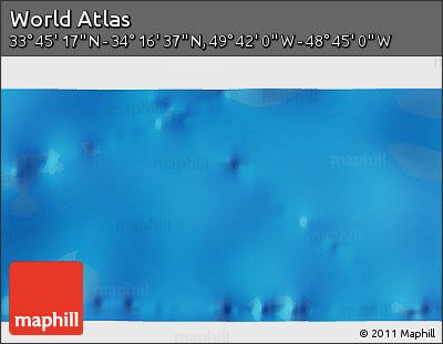 Physical 3D Map of the Area around 34° 0' 57" N, 49° 13' 30" W