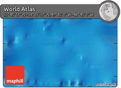 Physical Map of the Area around 34° 0' 57" N, 49° 13' 30" W