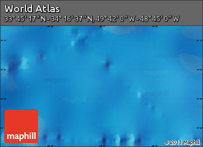 Physical Map of the Area around 34° 0' 57" N, 49° 13' 30" W