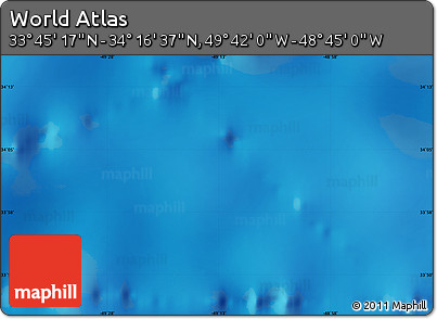 Physical Map of the Area around 34° 0' 57" N, 49° 13' 30" W