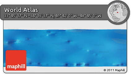 Physical Panoramic Map of the Area around 34° 0' 57" N, 49° 13' 30" W