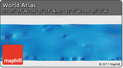Physical Panoramic Map of the Area around 34° 0' 57" N, 49° 13' 30" W