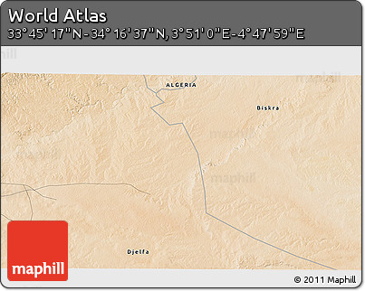 Satellite 3D Map of the Area around 34° 0' 57" N, 4° 19' 30" E