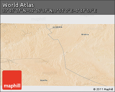 Satellite 3D Map of the Area around 34° 0' 57" N, 4° 19' 30" E