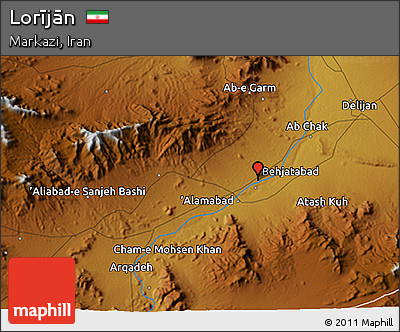 Physical 3D Map of Lorījān