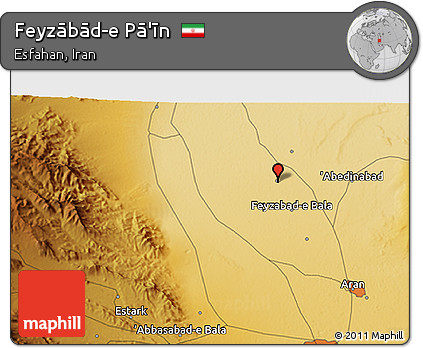 Physical 3D Map of Feyzābād-e Pā'īn