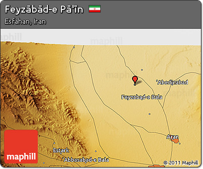 Physical 3D Map of Feyzābād-e Pā'īn
