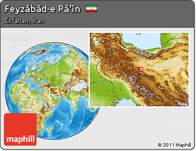 Physical Location Map of Feyzābād-e Pā'īn