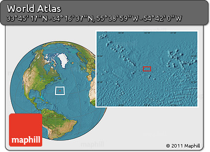Satellite Location Map of the Area around 34° 0' 57" N, 55° 10' 29" W