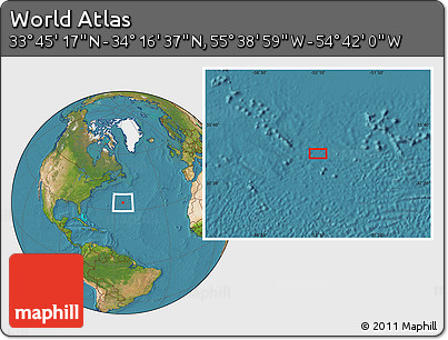 Satellite Location Map of the Area around 34° 0' 57" N, 55° 10' 29" W