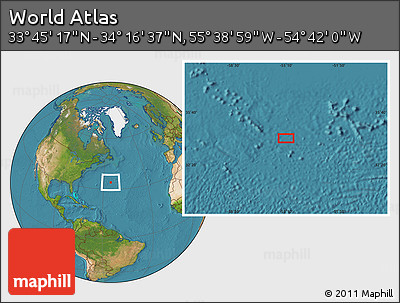 Satellite Location Map of the Area around 34° 0' 57" N, 55° 10' 29" W