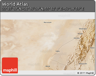 Satellite 3D Map of the Area around 34° 0' 57" N, 56° 10' 29" E