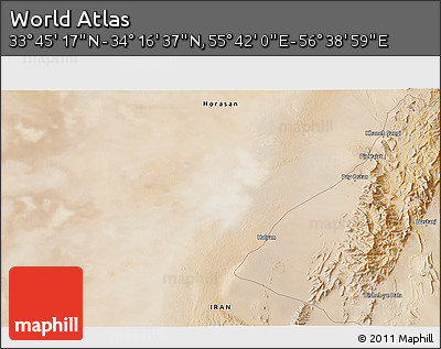 Satellite 3D Map of the Area around 34° 0' 57" N, 56° 10' 29" E