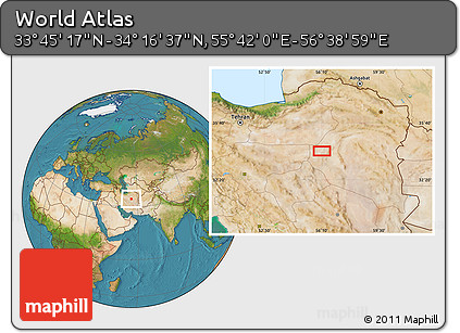 Satellite Location Map of the Area around 34° 0' 57" N, 56° 10' 29" E