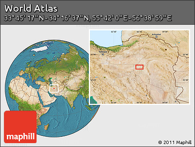 Satellite Location Map of the Area around 34° 0' 57" N, 56° 10' 29" E