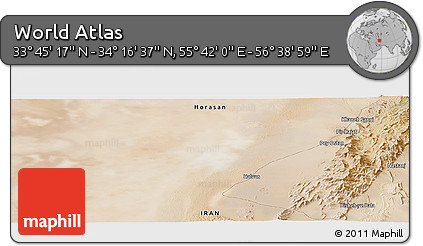 Satellite Panoramic Map of the Area around 34° 0' 57" N, 56° 10' 29" E