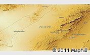 Physical 3D Map of the area around 34° 0' 57" N, 61° 16' 29" E