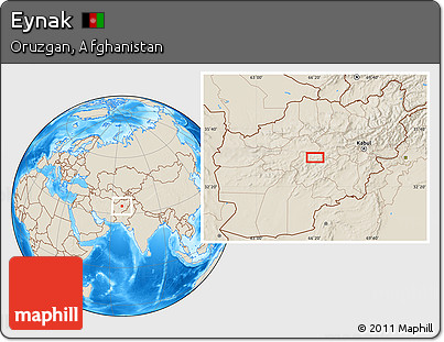 Shaded Relief Location Map of Eynak