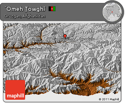 Physical Panoramic Map of `Omeh Ţowghī