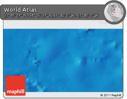 Shaded Relief 3D Map of the Area around 34° 0' 57" N, 66° 13' 29" W