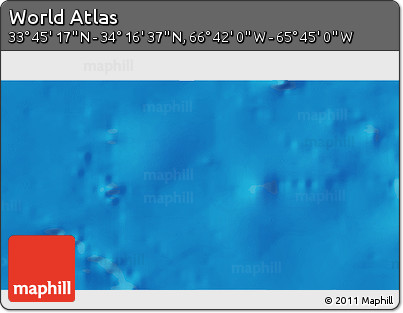 Shaded Relief 3D Map of the Area around 34° 0' 57" N, 66° 13' 29" W