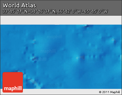 Shaded Relief 3D Map of the Area around 34° 0' 57" N, 66° 13' 29" W