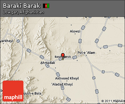 Free Shaded Relief Map of Barakī Barak