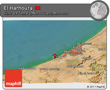 Satellite Panoramic Map of El Harhoura