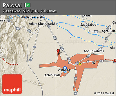 Shaded Relief Map of Palosai