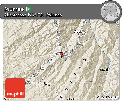 Shaded Relief Map of Murree