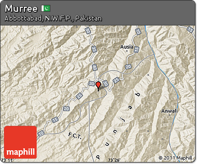 Shaded Relief Map of Murree