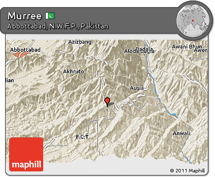 Shaded Relief Panoramic Map of Murree