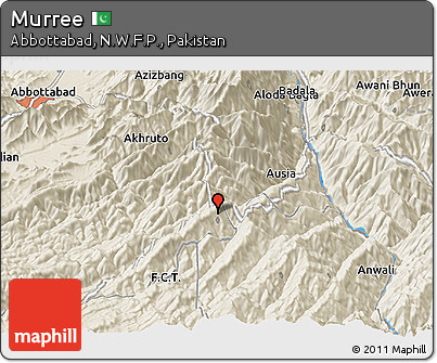 Shaded Relief Panoramic Map of Murree