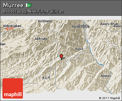 Shaded Relief Panoramic Map of Murree