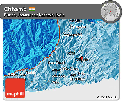 Political 3D Map of Chhamb