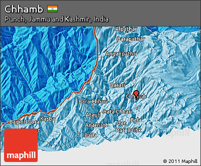 Political 3D Map of Chhamb