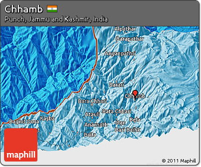 Political 3D Map of Chhamb