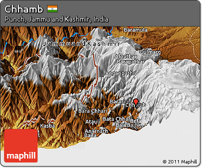 Physical Panoramic Map of Chhamb