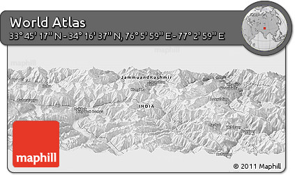 Physical Panoramic Map of the Area around 34° 0' 57" N, 76° 34' 29" E
