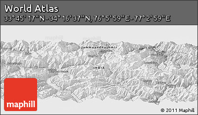 Physical Panoramic Map of the Area around 34° 0' 57" N, 76° 34' 29" E