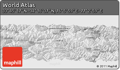 Physical Panoramic Map of the Area around 34° 0' 57" N, 76° 34' 29" E