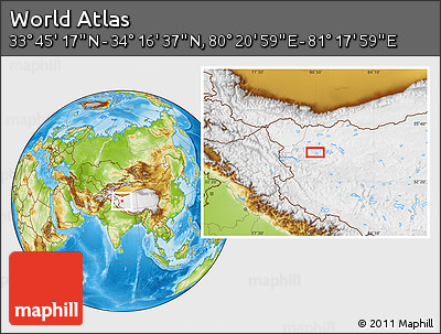 Physical Location Map of the Area around 34° 0' 57" N, 80° 49' 29" E