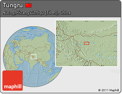 Savanna Style Location Map of Tungru, hill shading