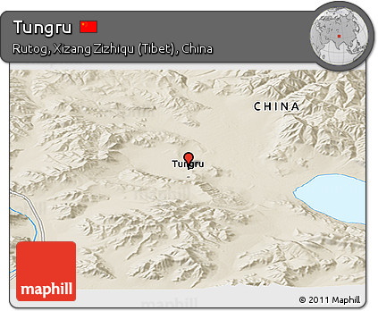 Shaded Relief Panoramic Map of Tungru