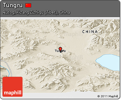 Shaded Relief Panoramic Map of Tungru