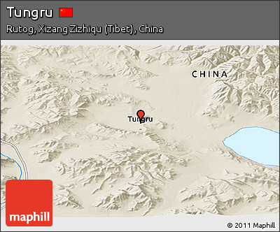 Shaded Relief Panoramic Map of Tungru