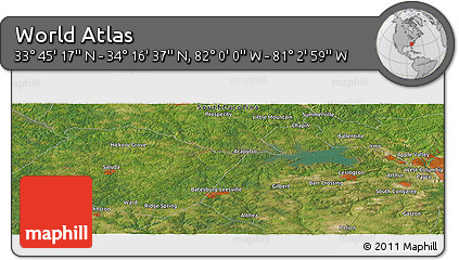 Satellite Panoramic Map of the Area around 34° 0' 57" N, 81° 31' 30" W