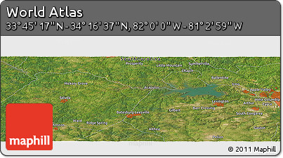 Satellite Panoramic Map of the Area around 34° 0' 57" N, 81° 31' 30" W