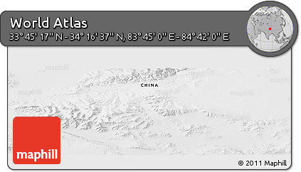 Physical Panoramic Map of the Area around 34° 0' 57" N, 84° 13' 29" E