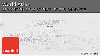 Physical Panoramic Map of the Area around 34° 0' 57" N, 84° 13' 29" E